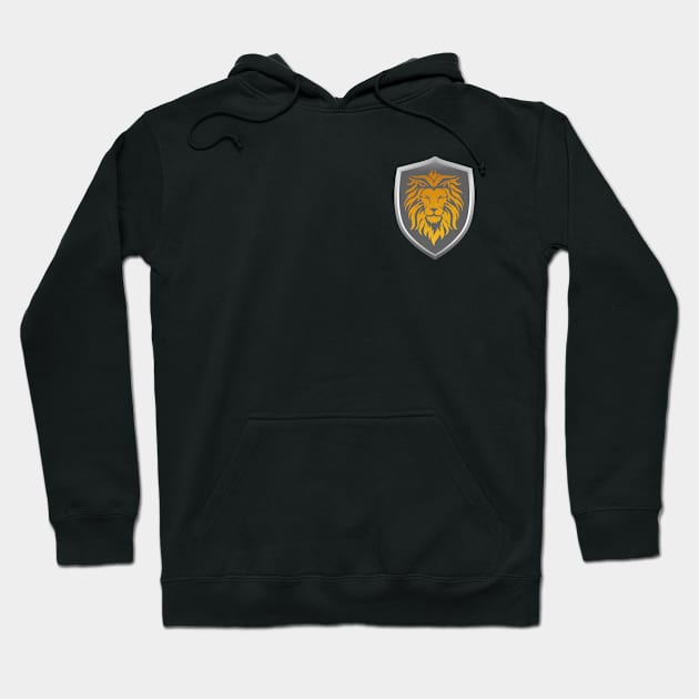 Gold Lion and Grey Shield Pocket Logo Hoodie by SweetPaul Entertainment 